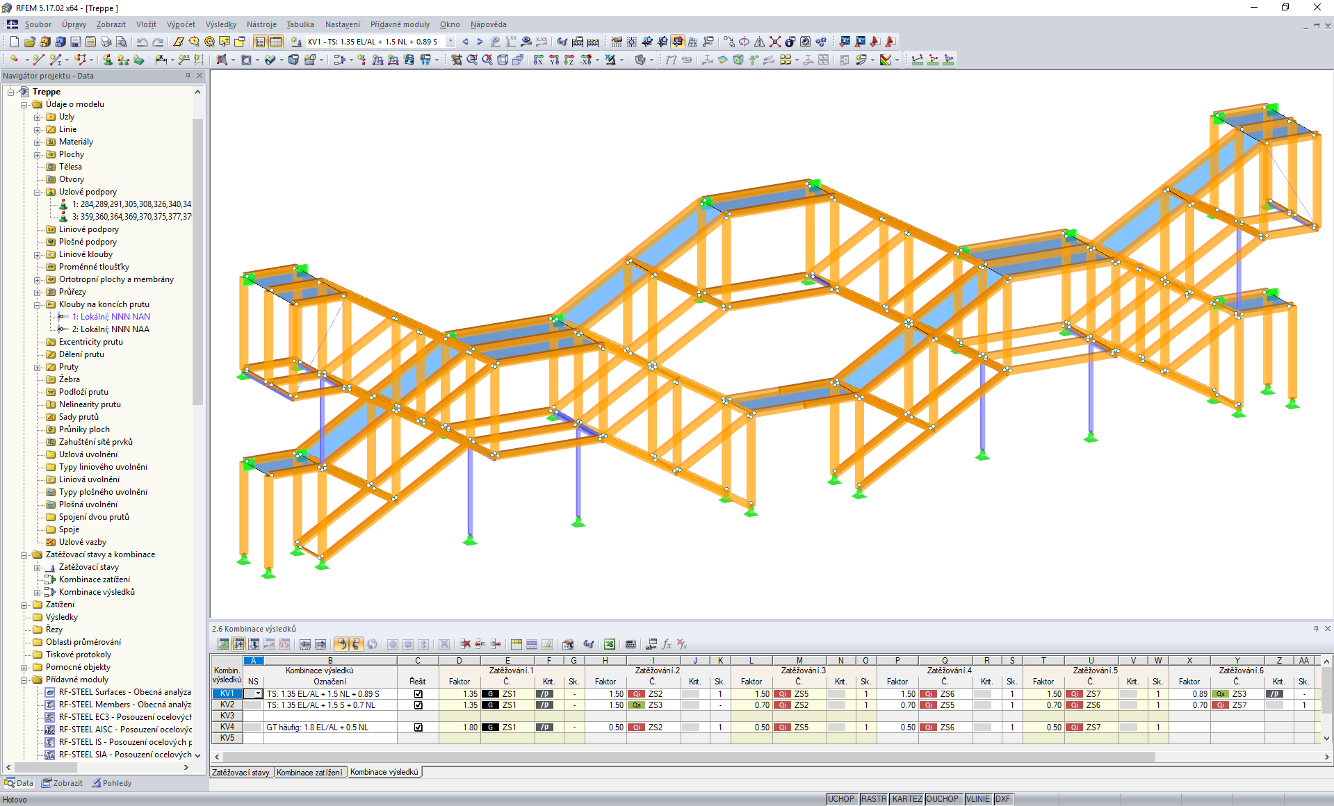 RFEM-Modell der Treppenkonstruktion aus Holzfachwerkbindern (© Josef Kolb AG)