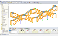 RFEM-Modell der Treppenkonstruktion aus Holzfachwerkbindern (© Josef Kolb AG)