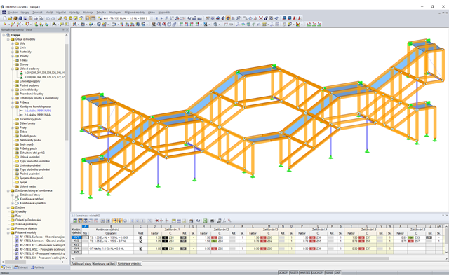 RFEM-Modell der Treppenkonstruktion aus Holzfachwerkbindern (© Josef Kolb AG)