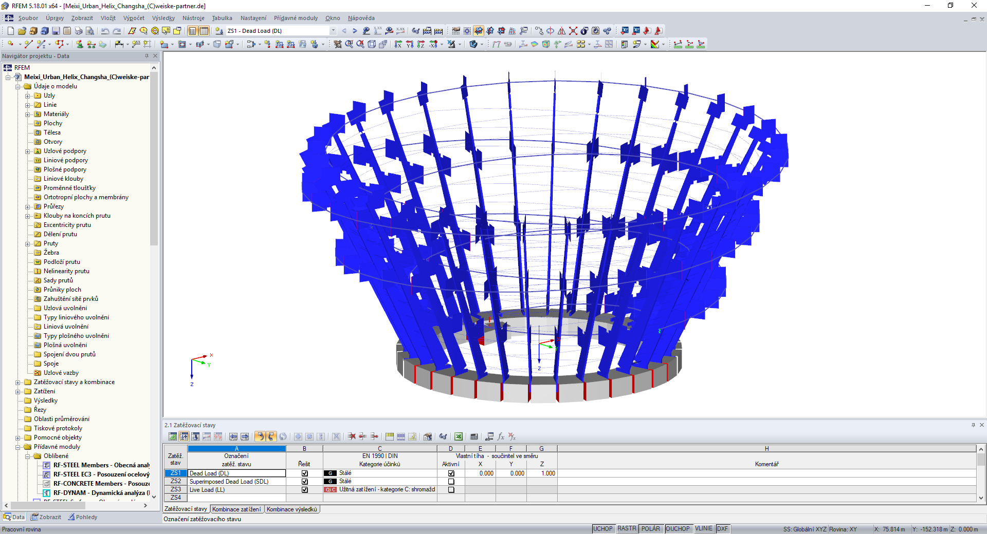Modell der Meixi Urban Helix, Changsha in RFEM (© Weiske + Partner GmbH)