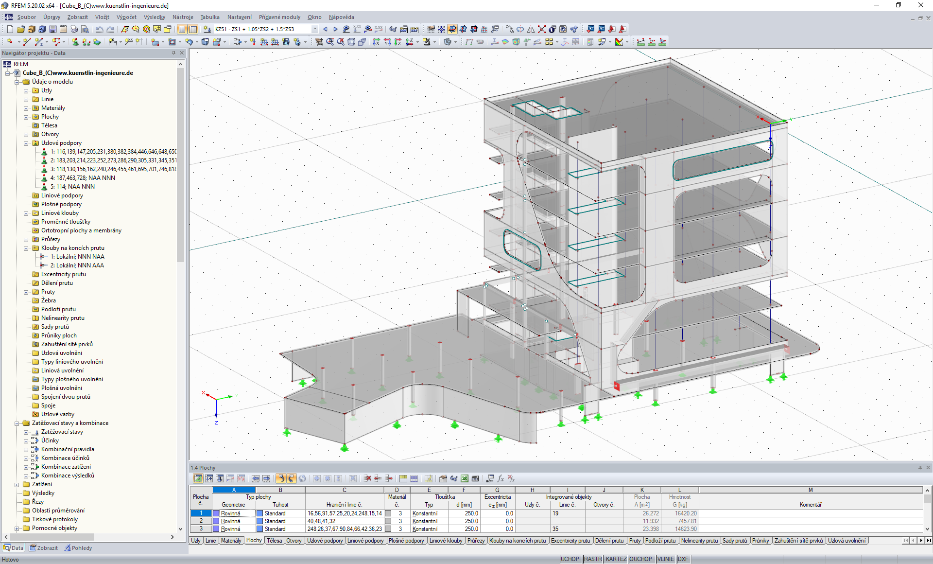 3D model „Cube B“ v programu RFEM (© kunstlin ingenieure)