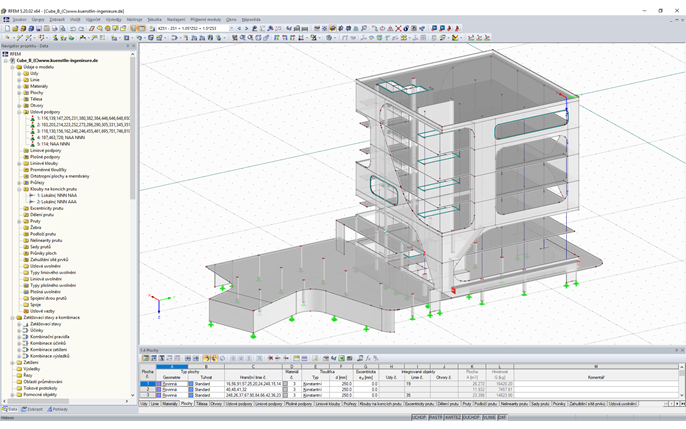 3D model „Cube B“ v programu RFEM (© kunstlin ingenieure)