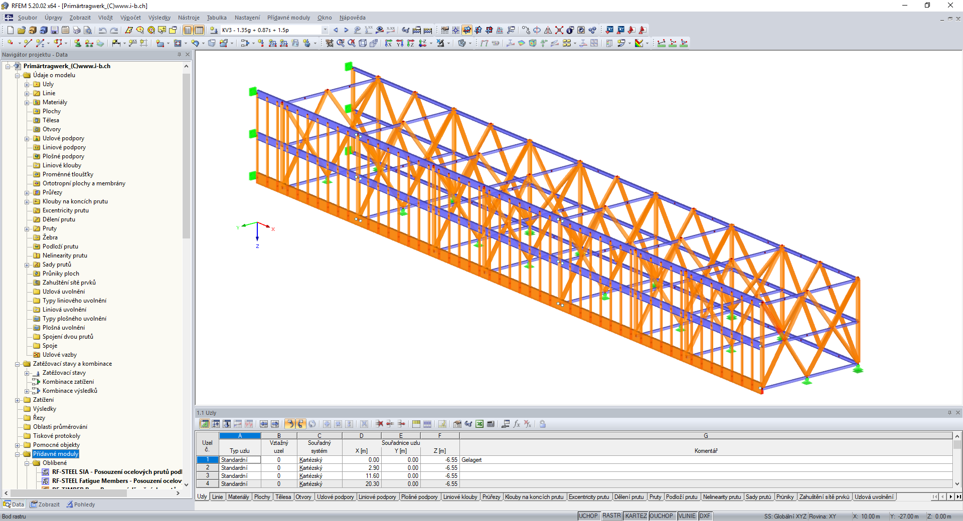 Model příhradové konstrukce v programu RFEM se zohledněním dvou nových podlaží (© Indermühle Bauingenieure)