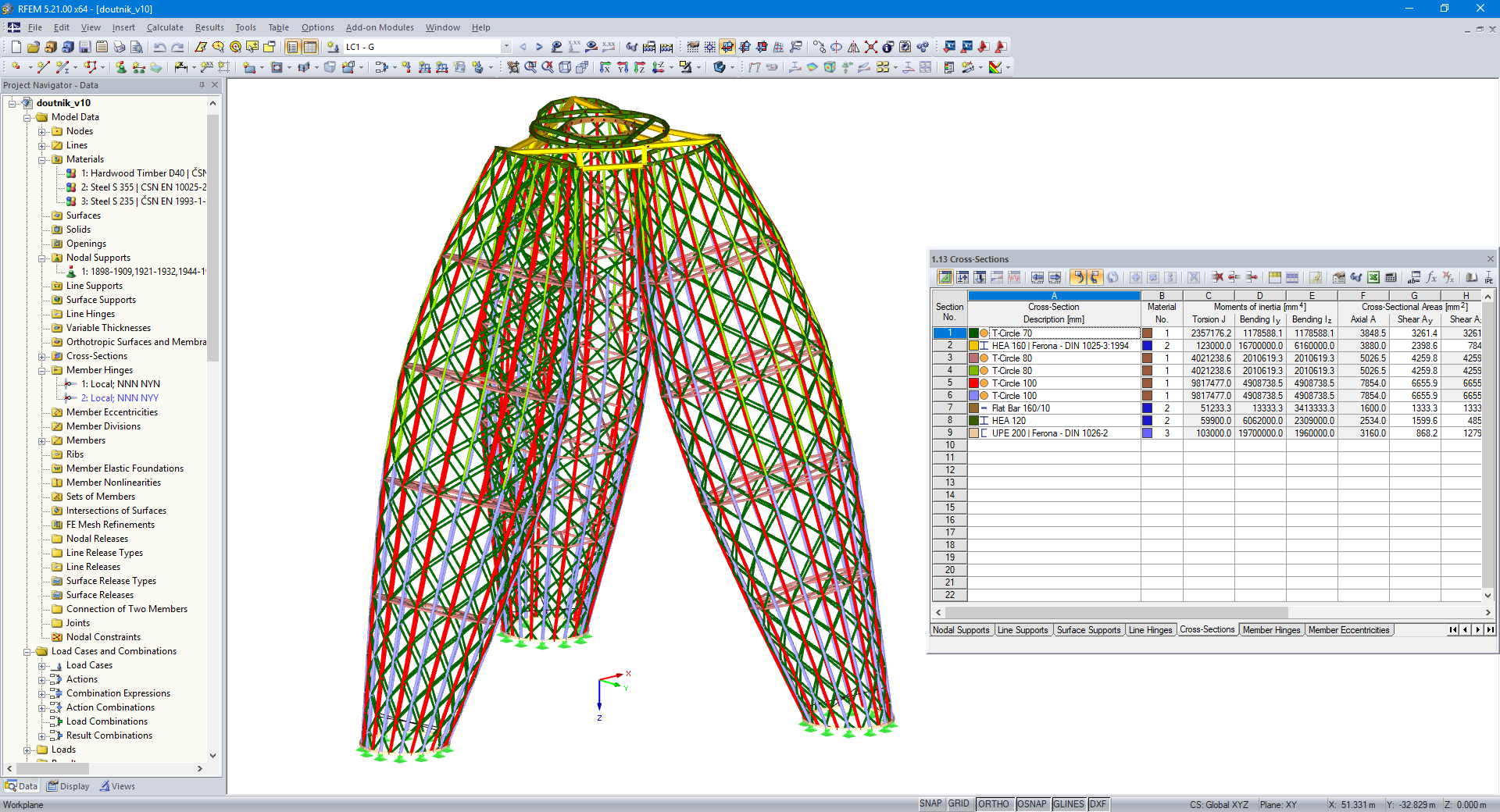Model rozhledny v programu RFEM (© STATIC Solution s.r.o.)