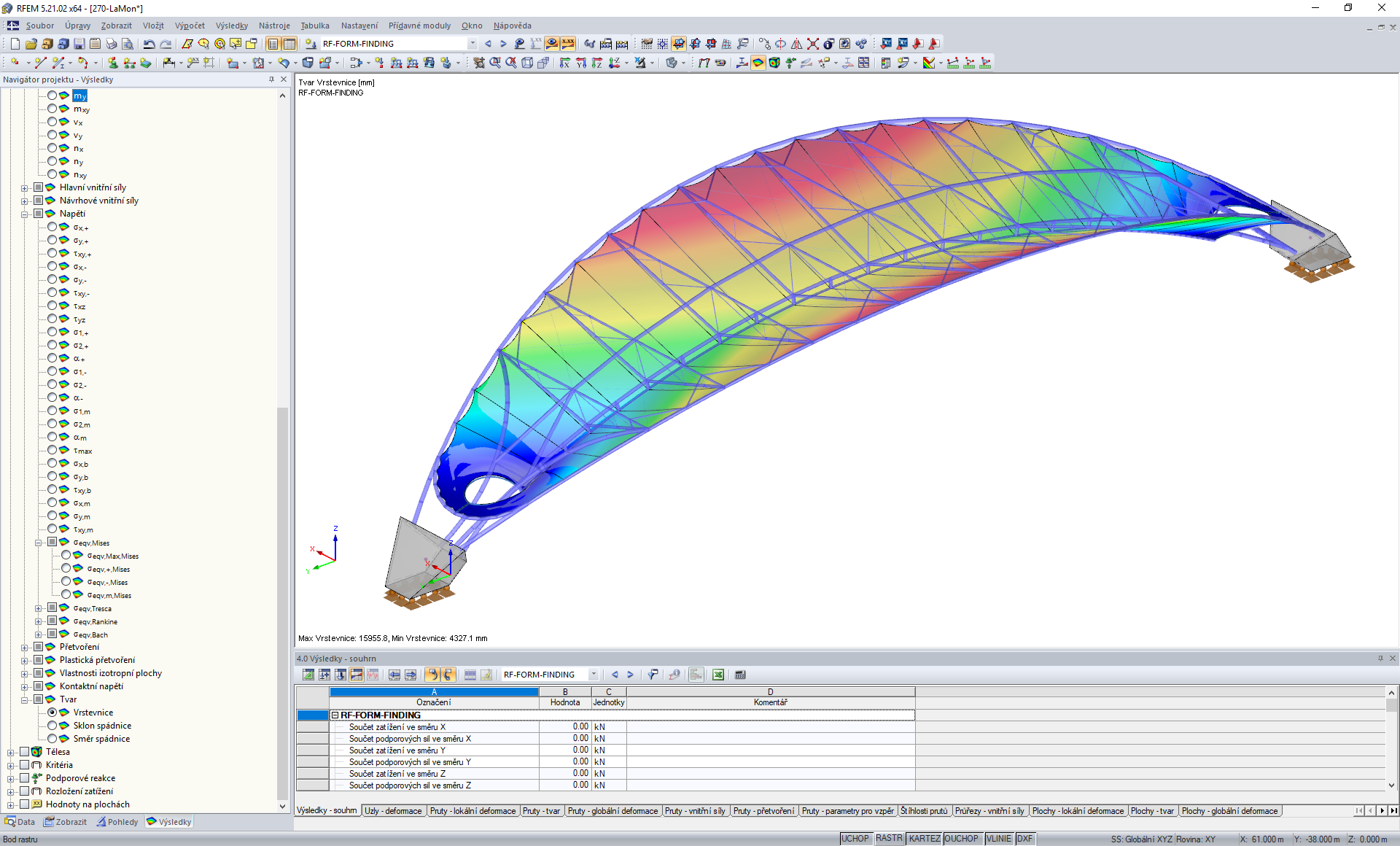 Stadionüberdachung nach Formfindung (© FHS Ingeniería Estructural Ltda.)