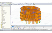3D model čtyřpodlažní dřevěné konstrukce v RFEMu (© Isenmann Ingenieur GmbH)