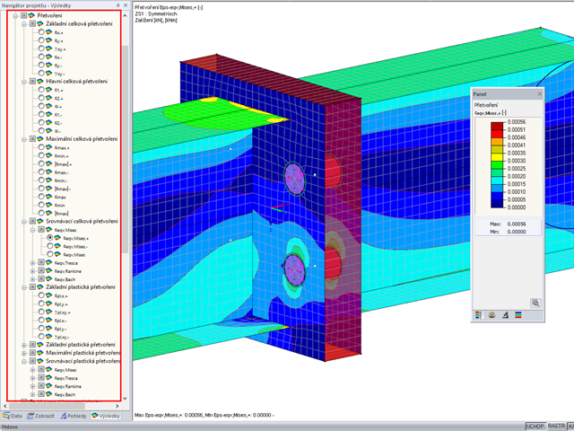 Rozšířené zobrazení přetvoření ploch v navigátoru projektu - Výsledky programu RFEM