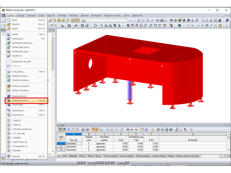 Uložení vybraných objektů jako blok