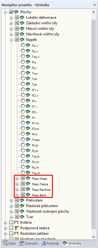 Napětí v plochách – srovnávací napětí