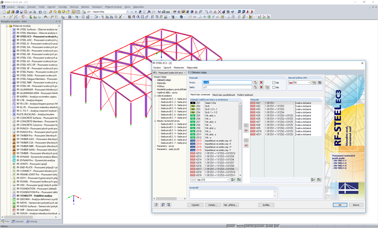 Grafické uživatelské rozhraní přídavného modulu RF-STEEL EC3