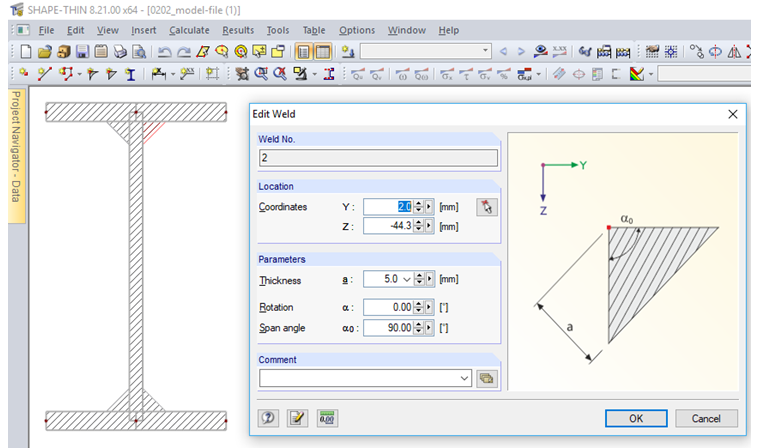 Koutový svar v programu SHAPE -THIN