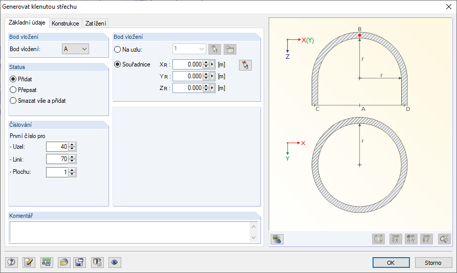 Generátor klenuté střechy