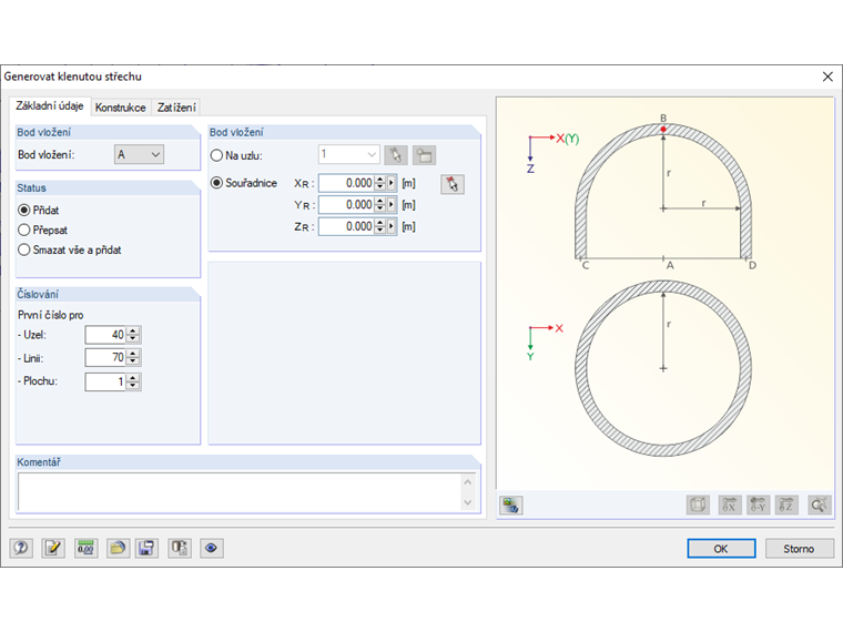 Generátor klenuté střechy