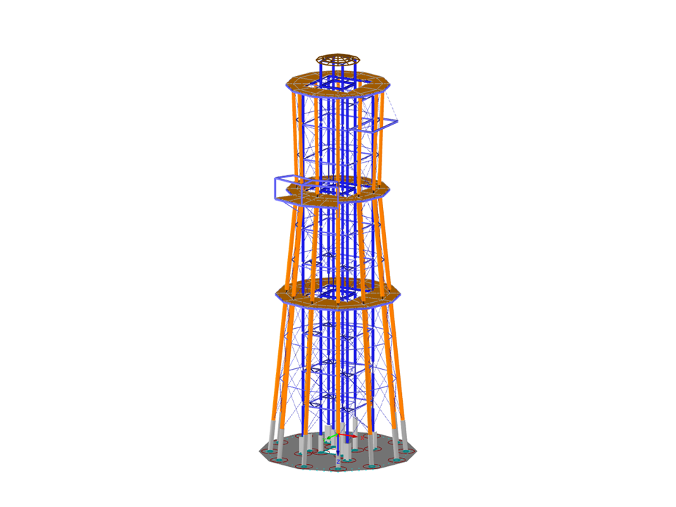 Model rozhledny v programu RFEM (© Ingenieurbüro Braun GmbH & Co. KG)