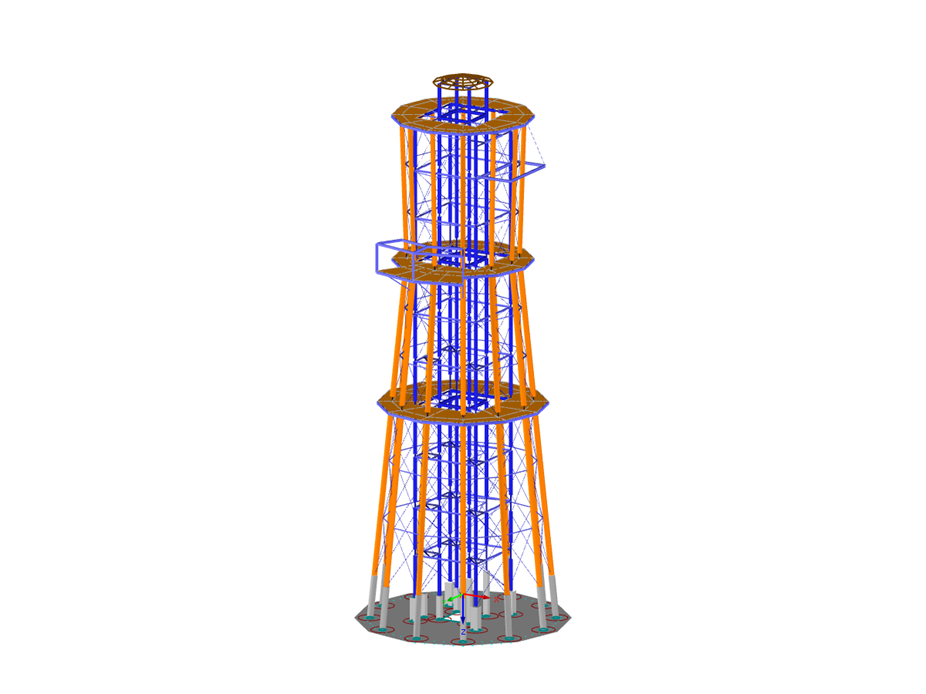 Model rozhledny v programu RFEM (© Ingenieurbüro Braun GmbH & Co. KG)