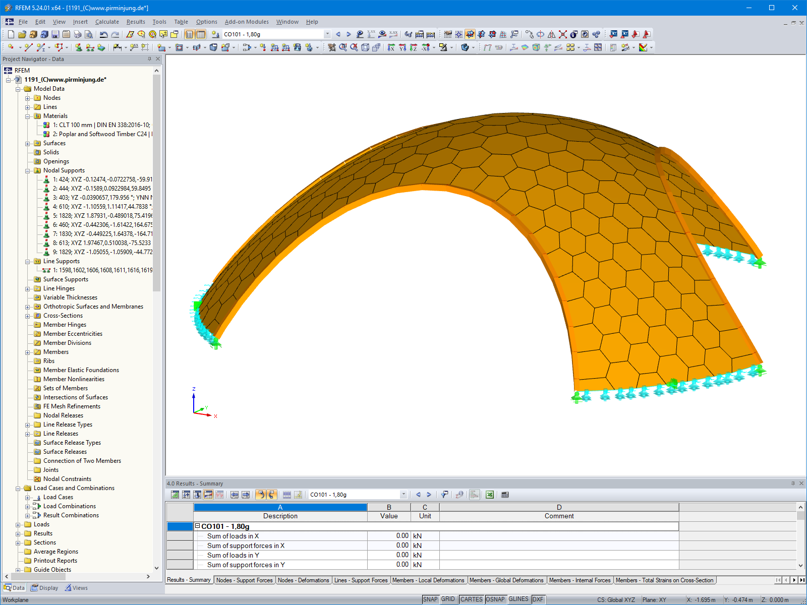 Model dřevěného pavilonu v programu RFEM (© PIRMIN JUNG)