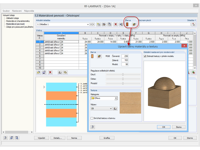 Rozdílné nastavení barev plošných skladeb
