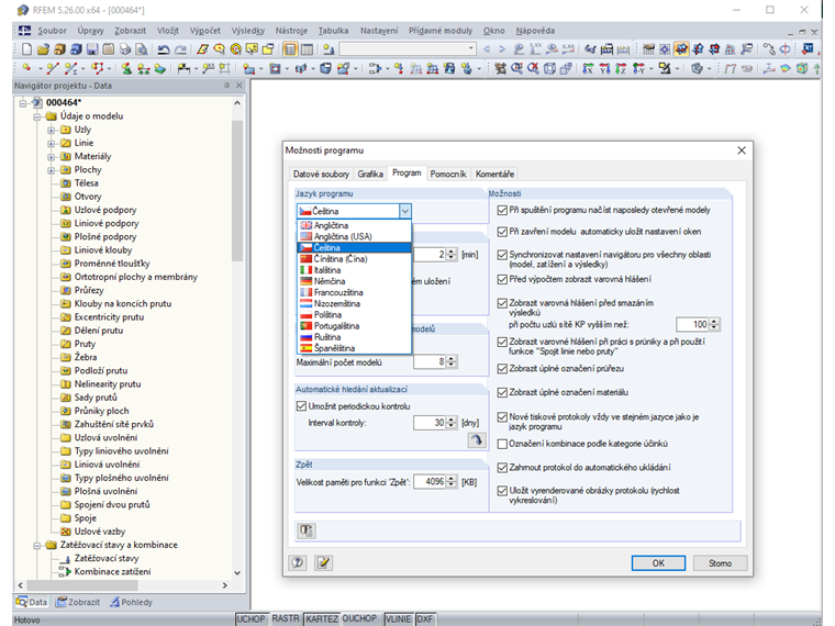 Nastavení jazyka pro program