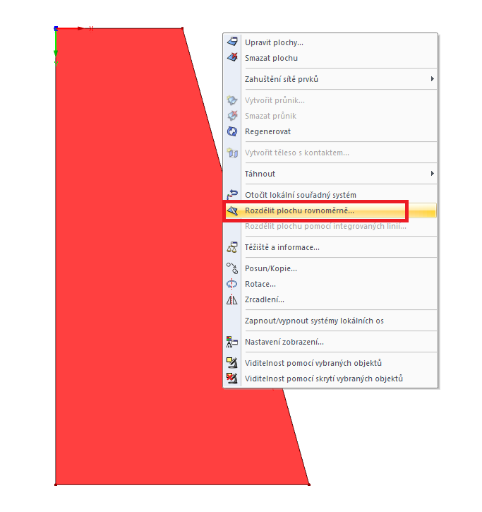 Možnost "Rozdělit plochu rovnoměrně"