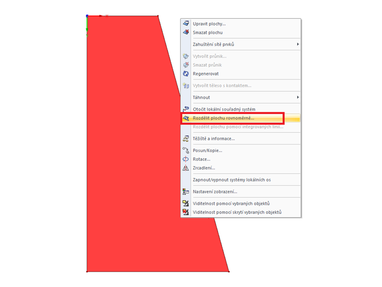Možnost "Rozdělit plochu rovnoměrně"