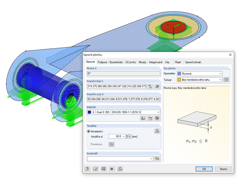 Výběr tuhosti bez membránového tahu