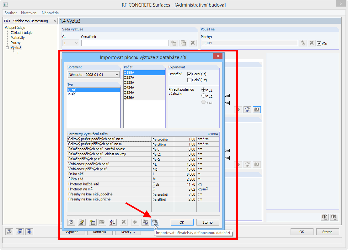 Import uživatelsky definované databáze