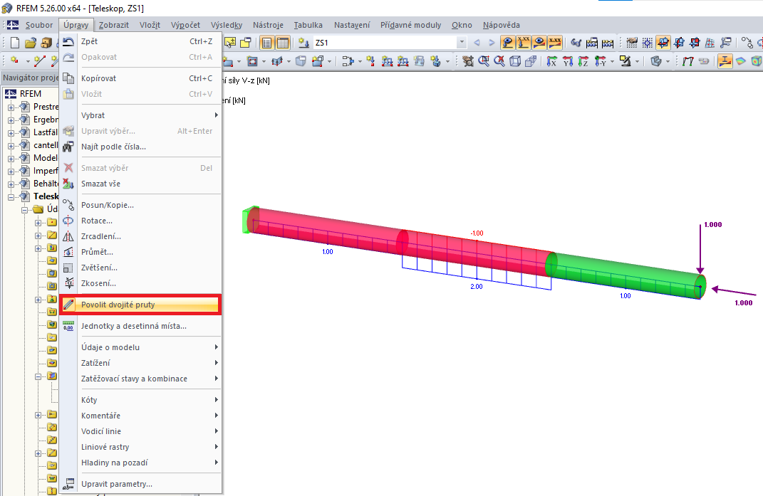 Povolit dvojité pruty