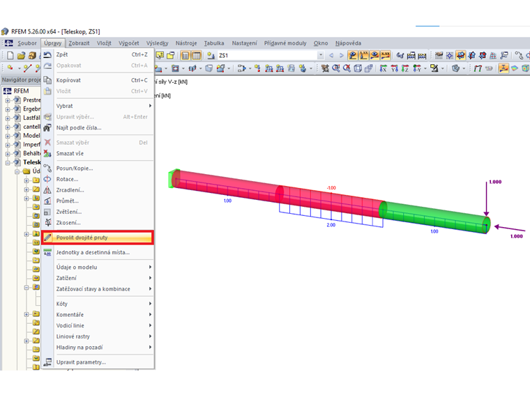 Povolit dvojité pruty