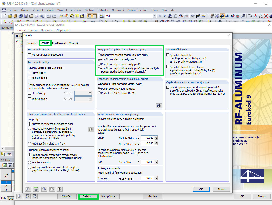 Možnost prutového zadání v modulu RF-/ALUMINUM