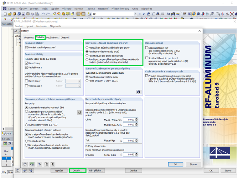 Možnost prutového zadání v modulu RF-/ALUMINUM