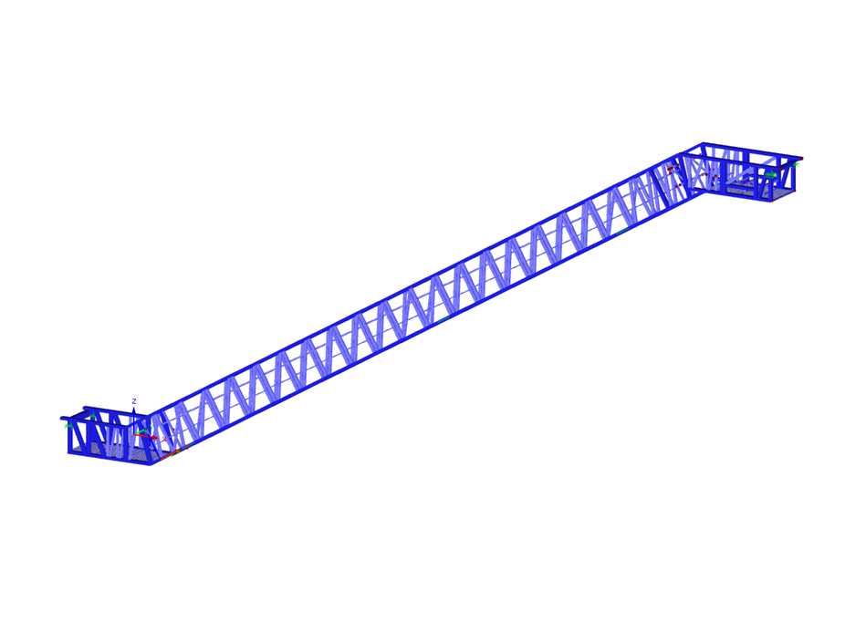 3D model příhradové konstrukce eskalátoru v programu RFEM (© Giant KONE Elevator Co., Ltd.)