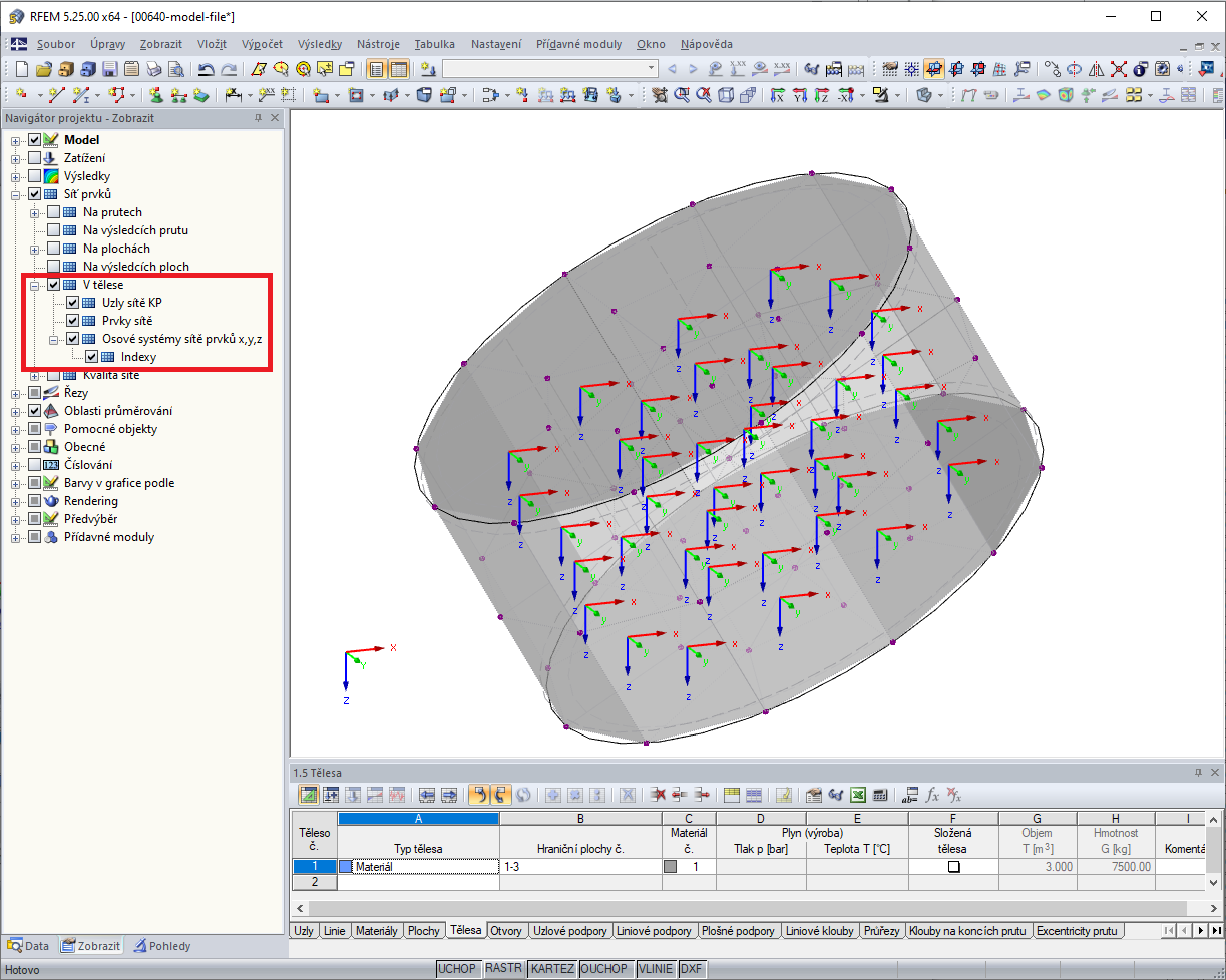 Zobrazit a skrýt osový systém KP
