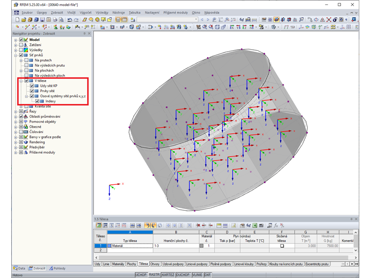Zobrazit a skrýt osový systém KP