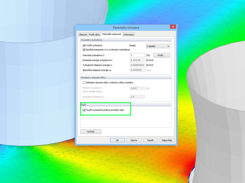 Numerické schéma druhého řádu v programu RWIND Simulation