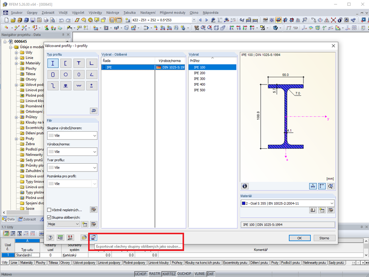 Exportovat všechny skupiny oblíbených jako soubor