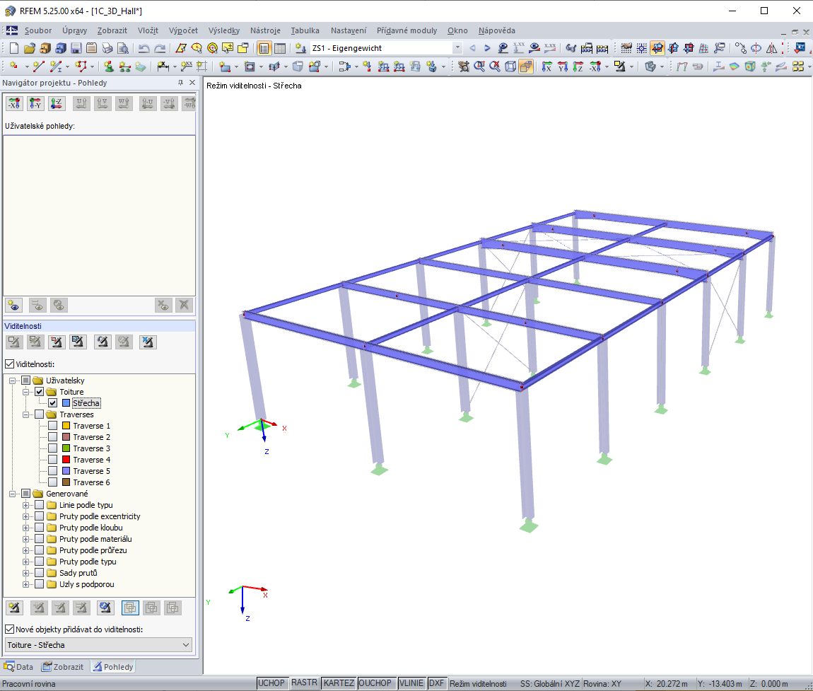 Viditelnost po přidání chybějících prutů