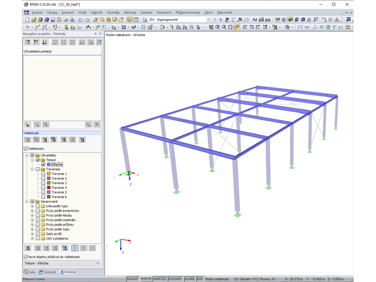 Viditelnost po přidání chybějících prutů