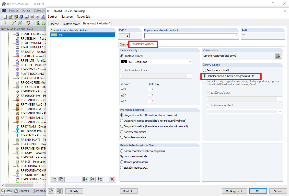 Výběr úprav tuhosti
