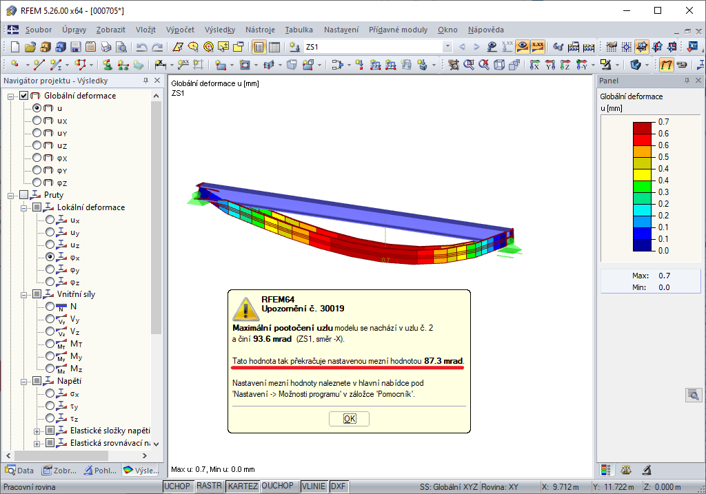 Upozornění v programu RFEM