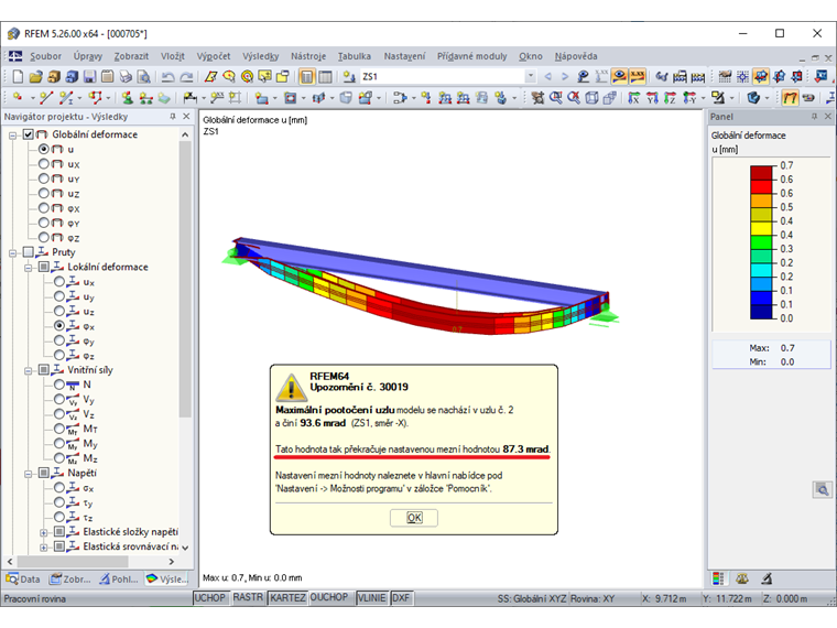 Upozornění v programu RFEM