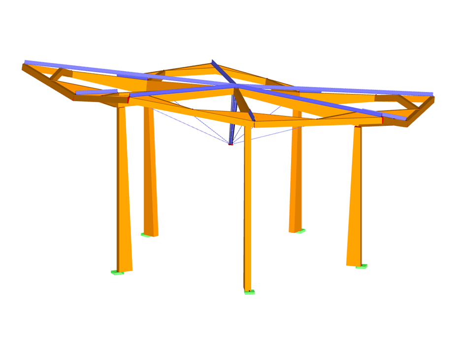 3D model jednotlivého prvku v programu RFEM (© Jing Kong & Associates Consulting Structural Engineers Inc.)