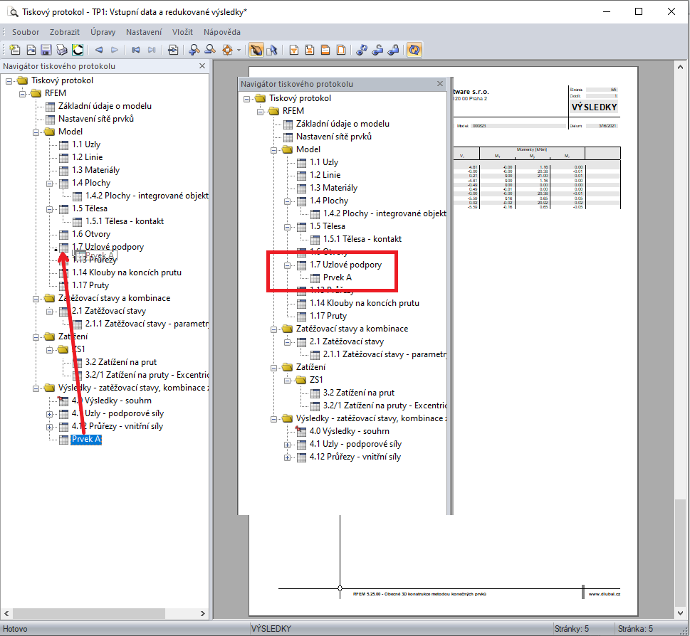 Možnost 1 pro přesun části tiskového protokolu