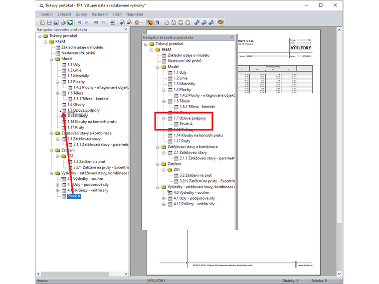 Možnost 1 pro přesun části tiskového protokolu