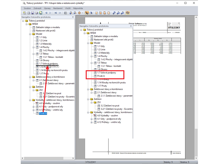 Možnost 2 pro přesun části tiskového protokolu
