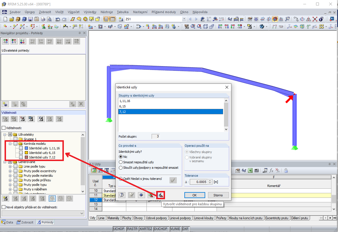 Viditelnost Kontrola modelu