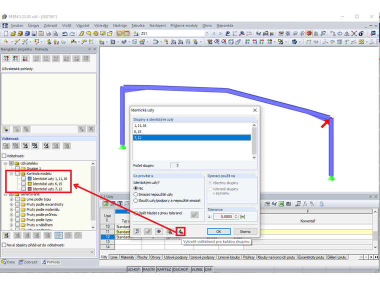 Viditelnost Kontrola modelu