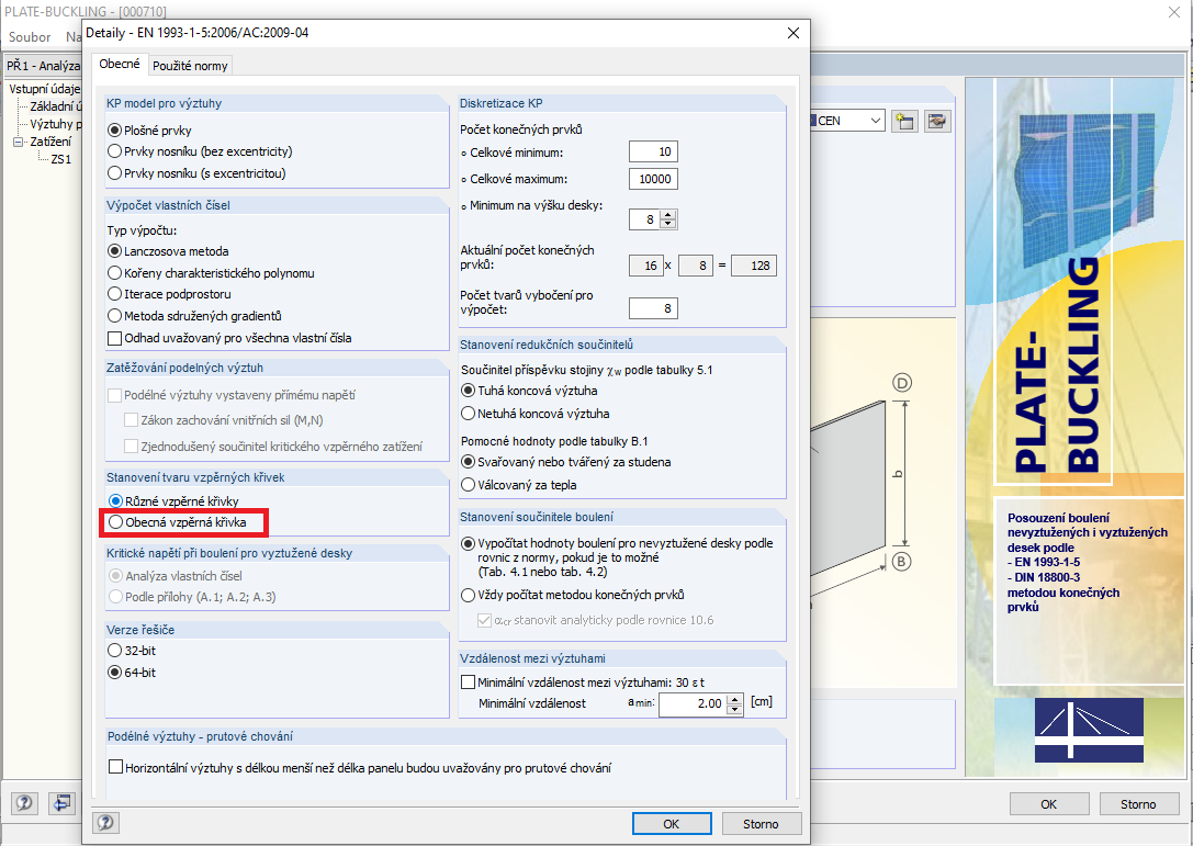 Možnost „Obecná vzpěrná křivka“
