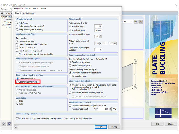 Možnost „Obecná vzpěrná křivka“