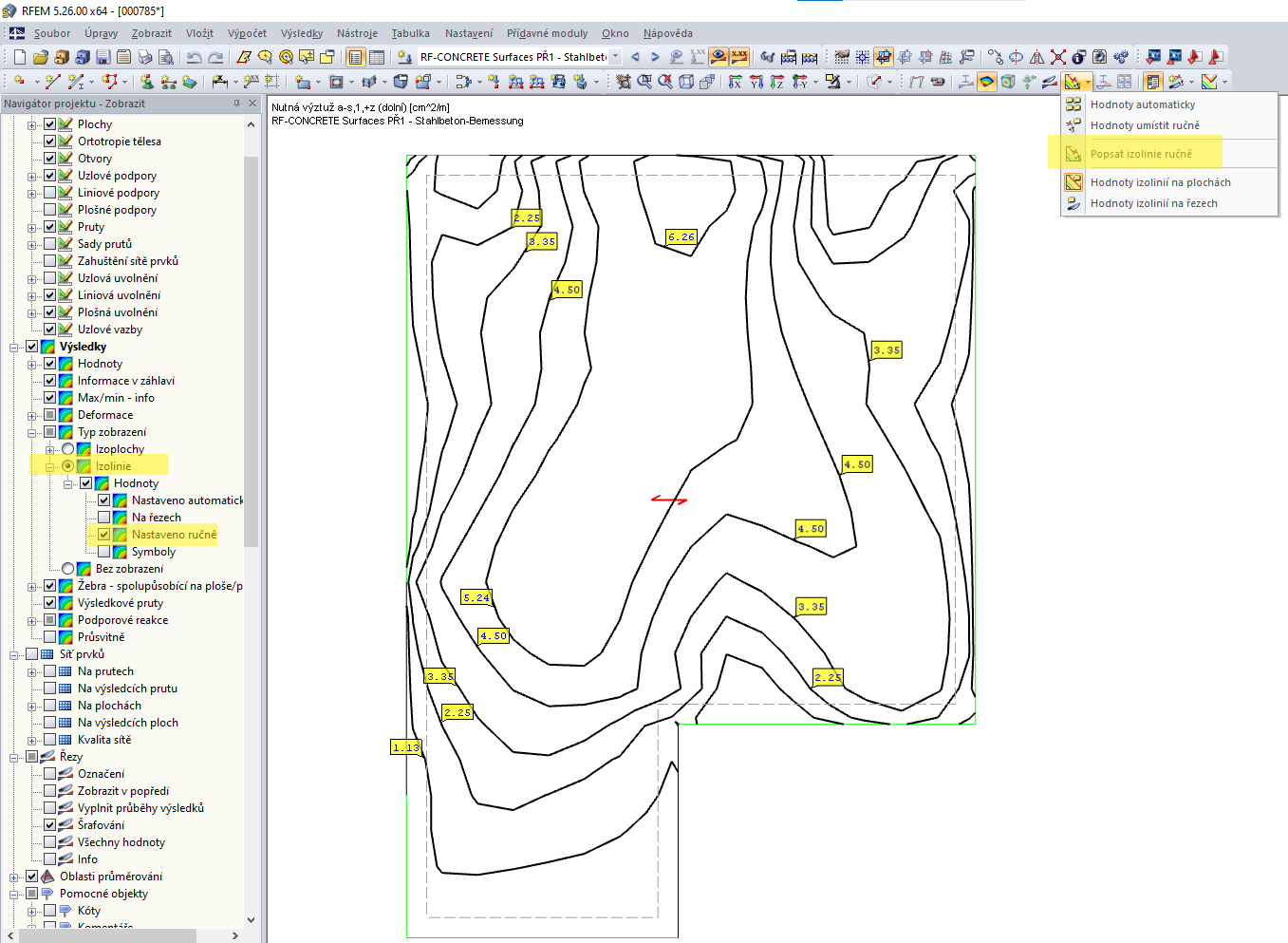 Popsat izolinie ručně