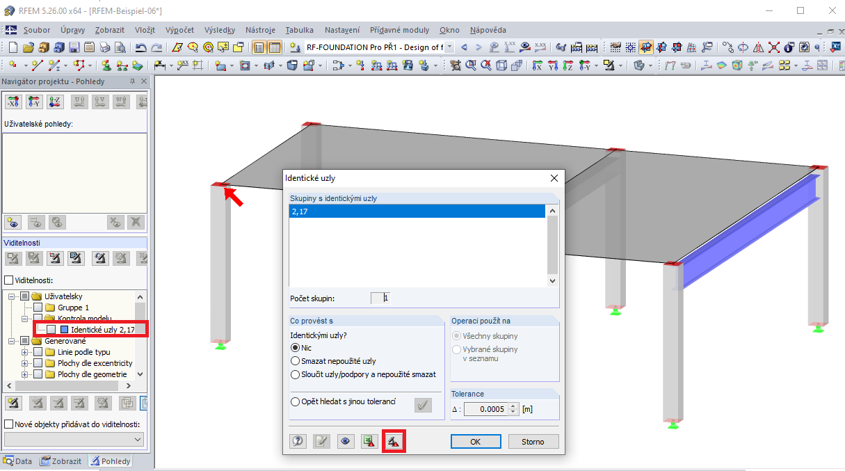 Pohled při kontrole modelu